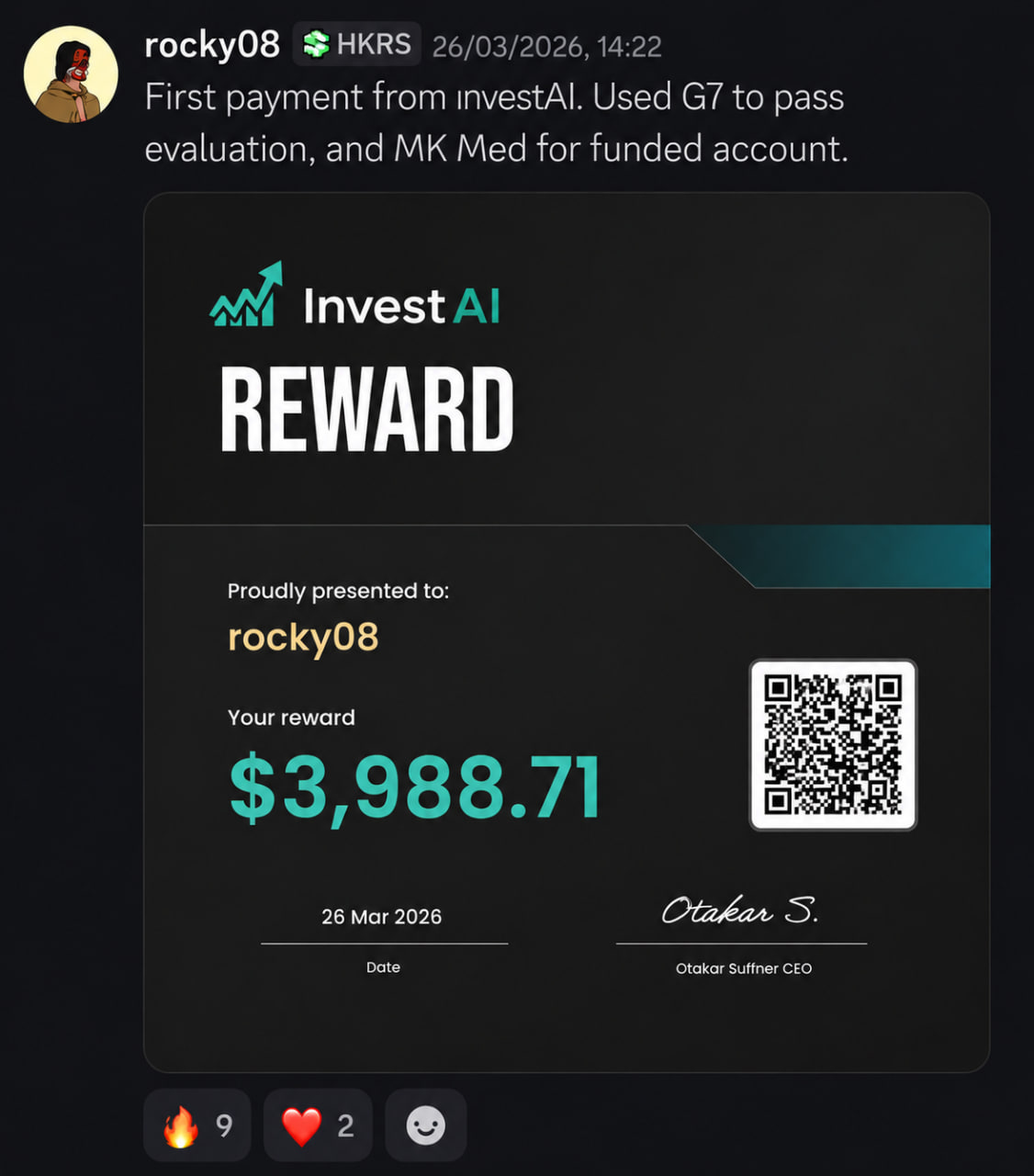 rocky08 — $3,988.71 reward certificate